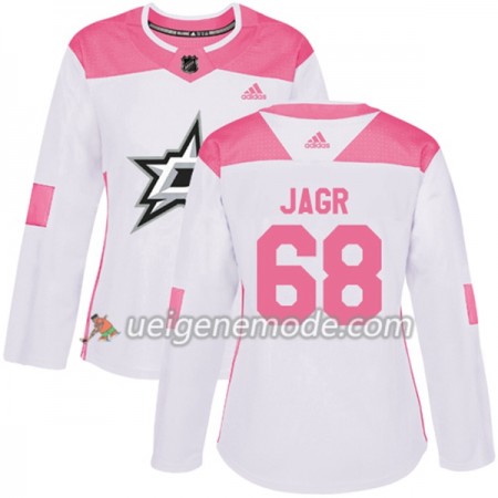 Dame Eishockey Dallas Stars Trikot Jaromir Jagr 68 Adidas 2017-2018 Weiß Pink Fashion Authentic
